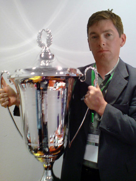 Dan here shown recieving the inter-transfer prepetual trophy for his splendid victory